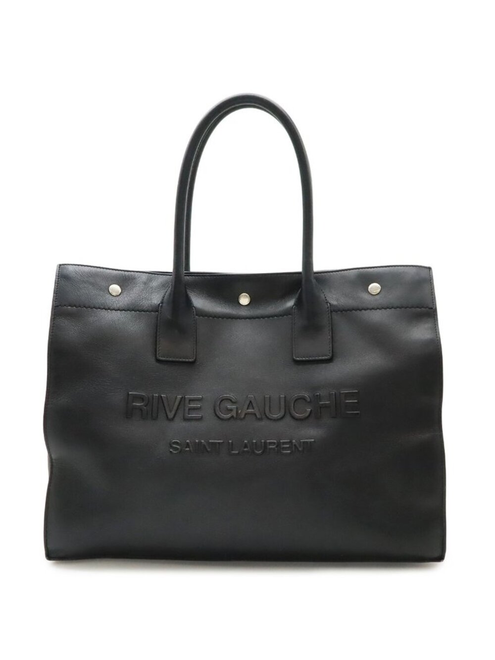 Saint Laurent Paris YSL Rive Gauche Tote Shoulder Bag Leather Black
